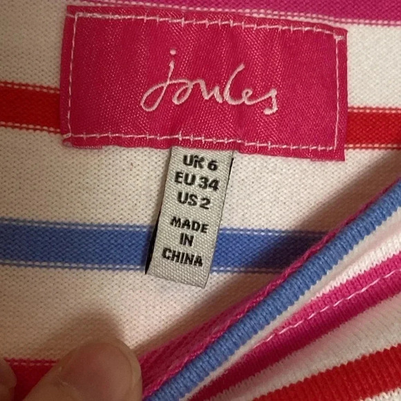 Joules Francis Striped Dress Women's Size 2 Square Neck, Two Front Pockets EUC - Picture 4 of 7